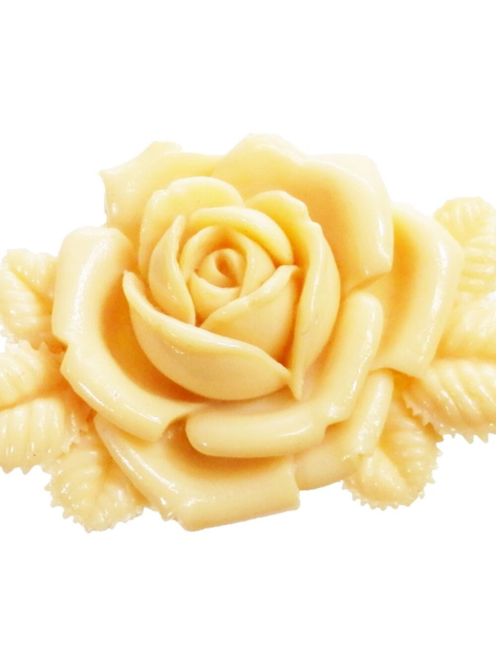 Vtg Molded Celluloid Early Plastic Carved Rose Flower Dress Clip Ivory Colored